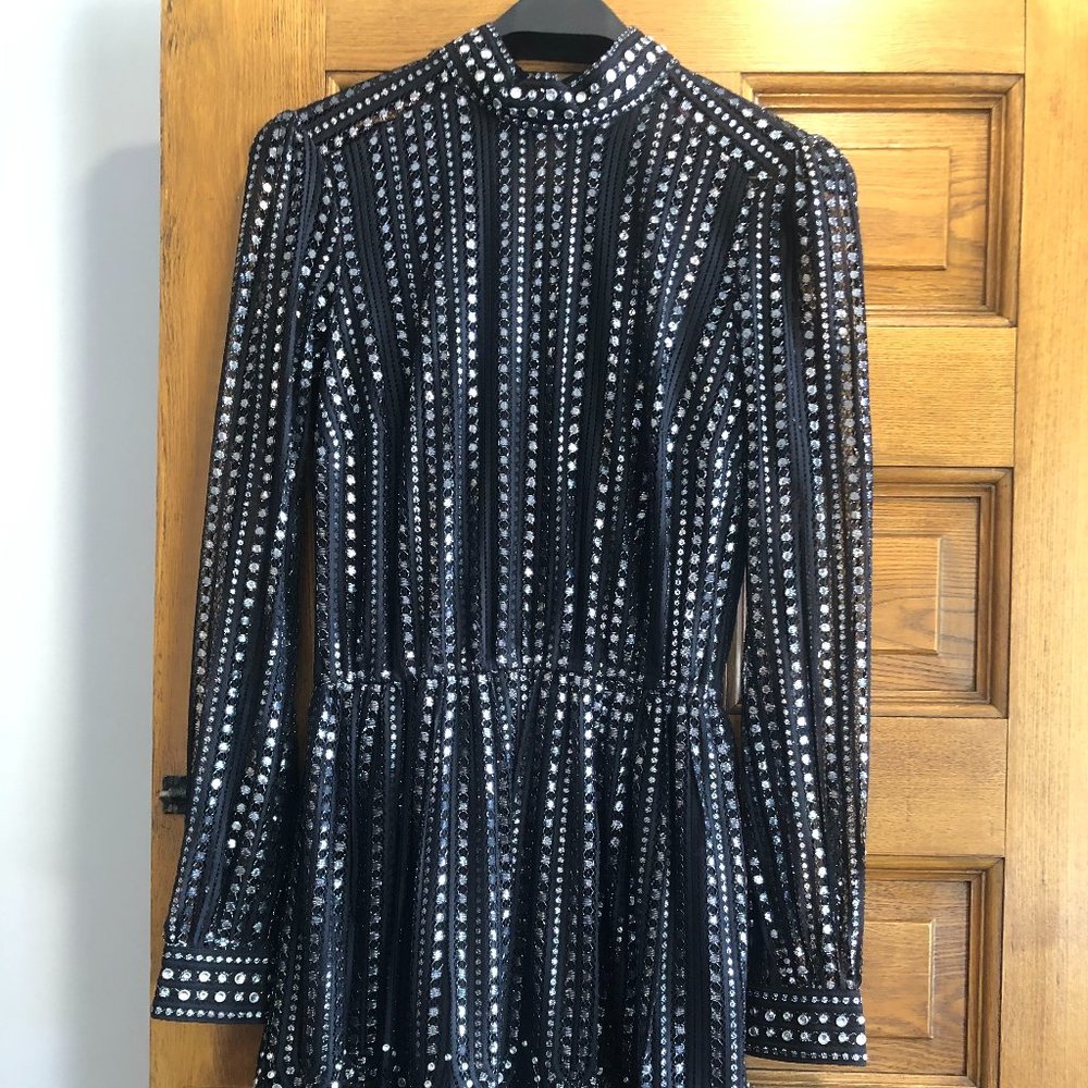 Michael Kors Womens Embroidered Lace Tiered Dress